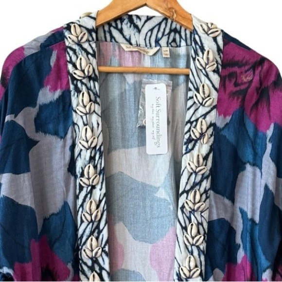 SOFT SURROUNDINGS Artika Kimono Topper Cowrie Shell Multi Color Size L/XL NEW - Picture 3 of 7
